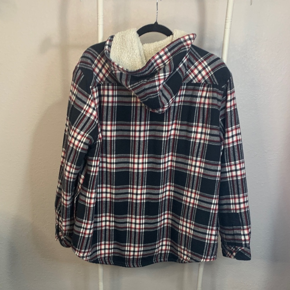 Boston Traders Plaid Hooded Sweatshirt - Black and Red - Picture 3 of 7